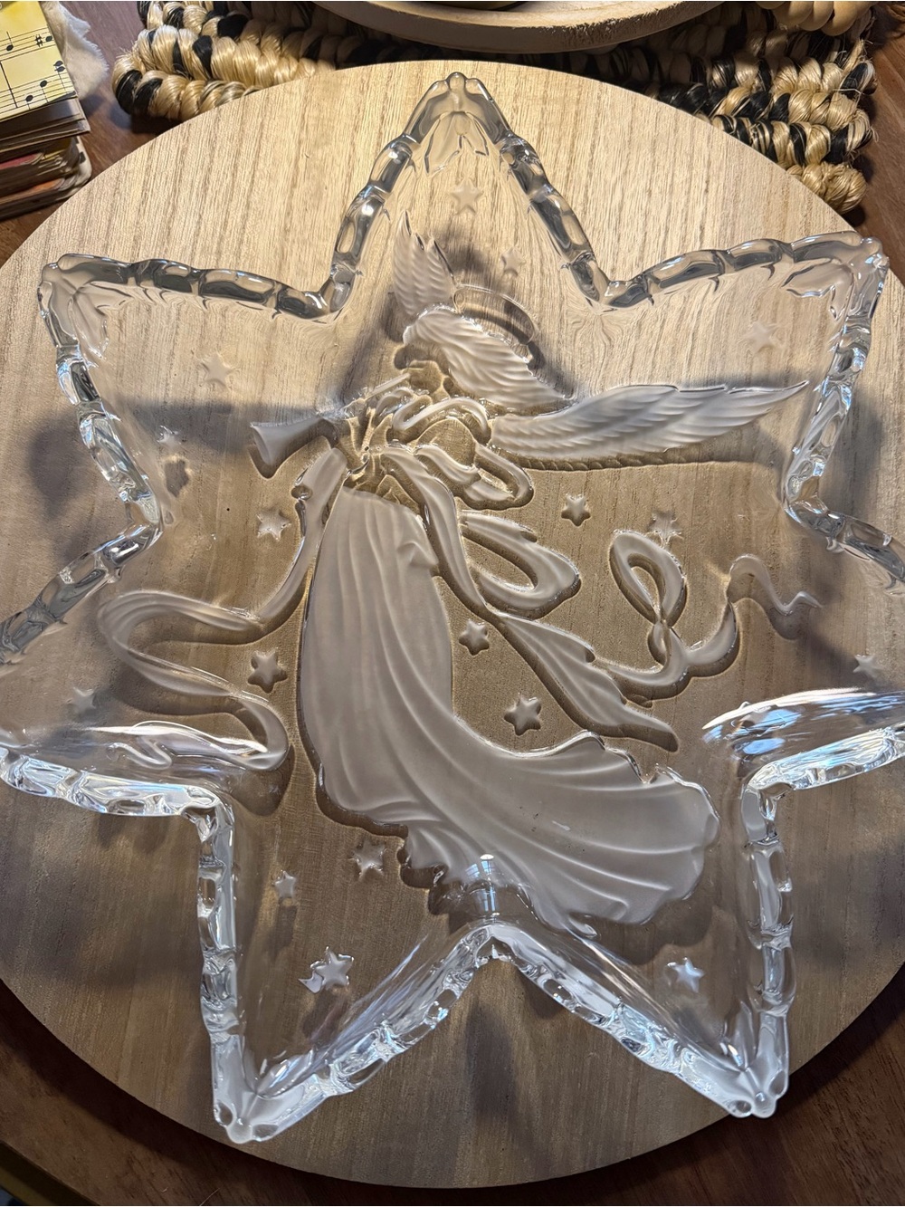 Clear Glass Angel Star Bowl - Decorative Home Art